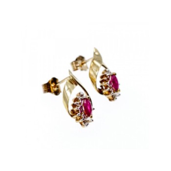 10K YELLOW GOLD RUBY & DIAMONDS EARRINGS