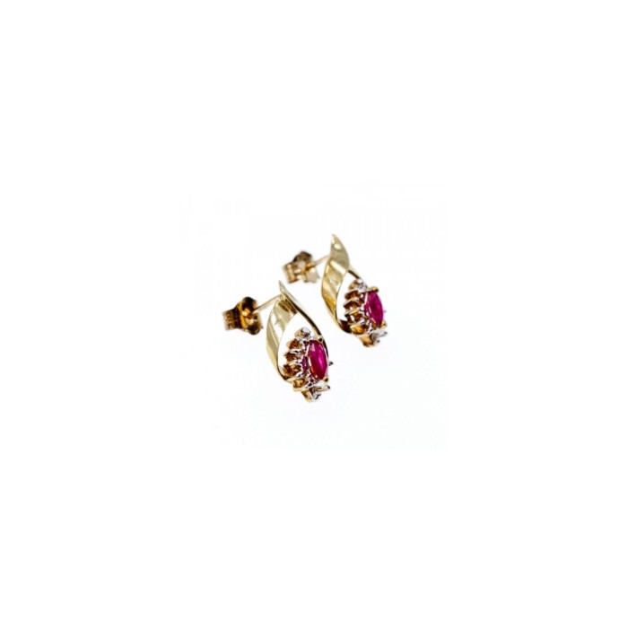 10K YELLOW GOLD RUBY & DIAMONDS EARRINGS