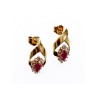 10K YELLOW GOLD RUBY & DIAMONDS EARRINGS