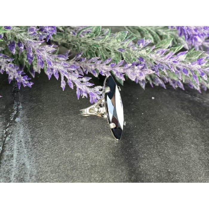 925 Sterling Silver Hematite Ring Size 5.5