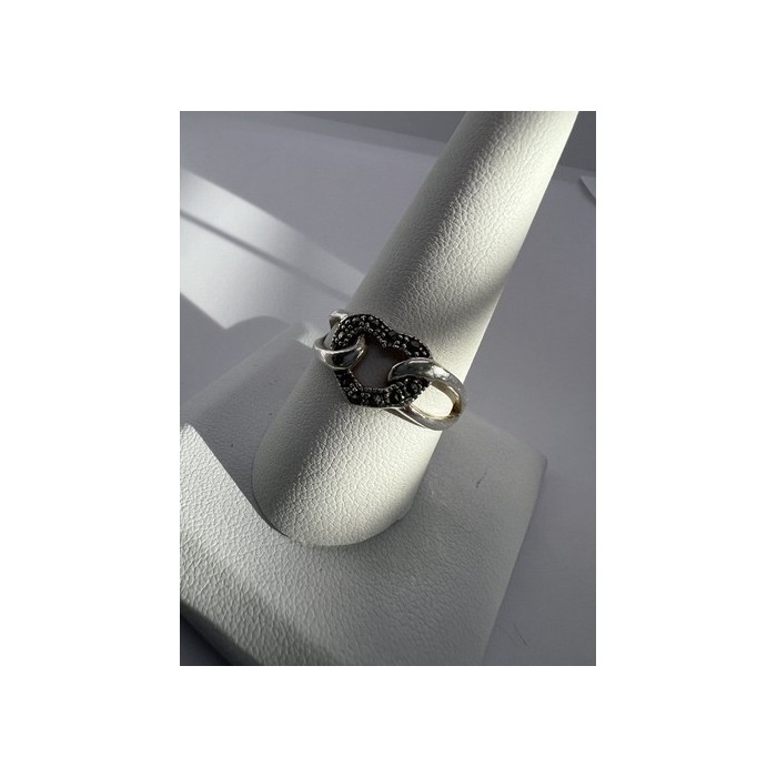 925 Sterling Silver & Marcasite Heart Ring Size 9