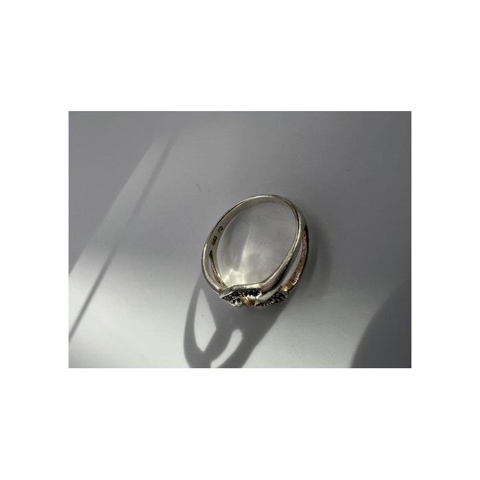 925 Sterling Silver & Marcasite Heart Ring Size 9