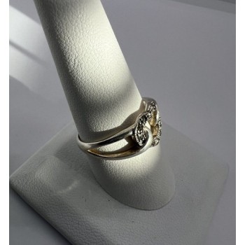 925 Sterling Silver & Marcasite Heart Ring Size 9