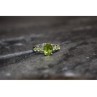925 Sterling Silver Peridot & Tsavorite Ring Size 6.5