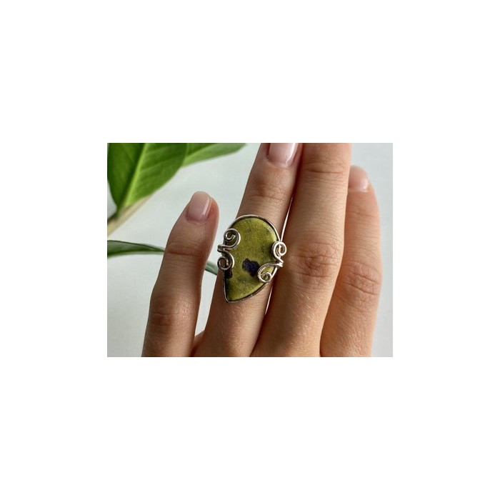 925 Sterling Silver Jasper Ring Size 5.5