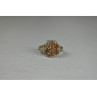 925 Sterling Silver Gold Plated Hessonite & Quartz Ring Size 6.5