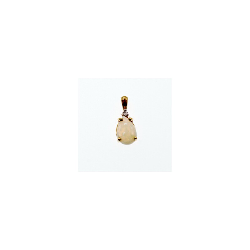 10K YELLOW GOLD OPAL & DIAMOND PENDANT