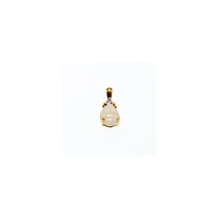 10K YELLOW GOLD OPAL & DIAMOND PENDANT
