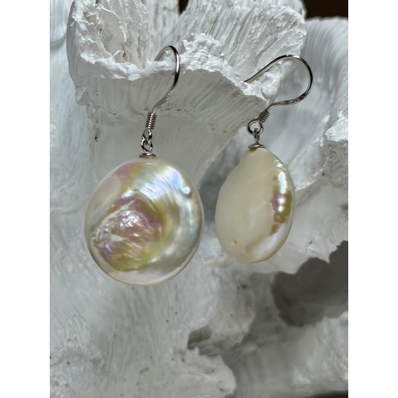 925 STERLING SILVER FRESH WATER PEARL EARRINGS LENGTH 1.8 Inch