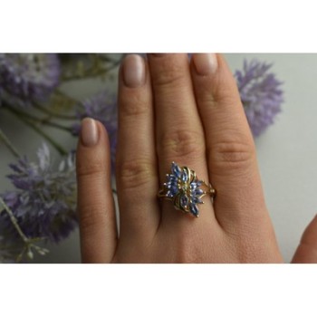 14K YELLOW GOLD TANZANITE & DIAMOND RING SIZE 10