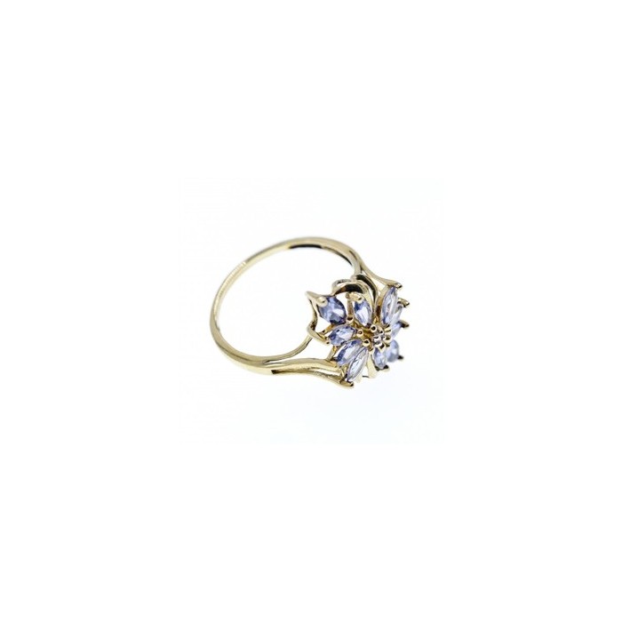 14K YELLOW GOLD TANZANITE & DIAMOND RING SIZE 10