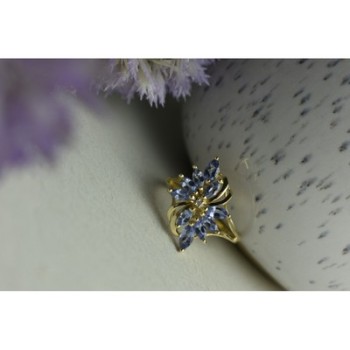 14K YELLOW GOLD TANZANITE & DIAMOND RING SIZE 10