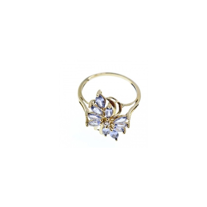 14K YELLOW GOLD TANZANITE & DIAMOND RING SIZE 10