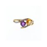 10K YELLOW / WHITE GOLD AMETHYST & HELIODOR RING SIZE 5.5