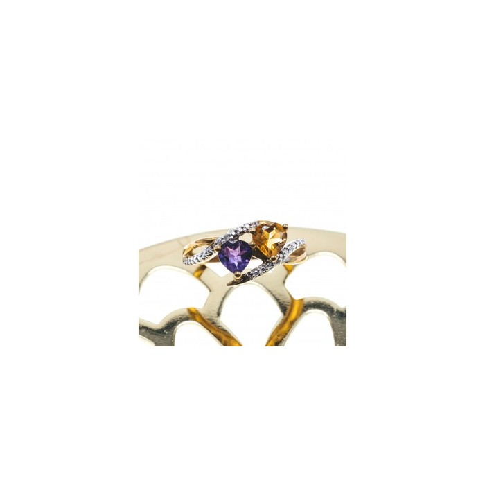 10K YELLOW / WHITE GOLD AMETHYST & HELIODOR RING SIZE 5.5