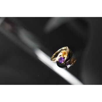 10K YELLOW / WHITE GOLD AMETHYST & HELIODOR RING SIZE 5.5