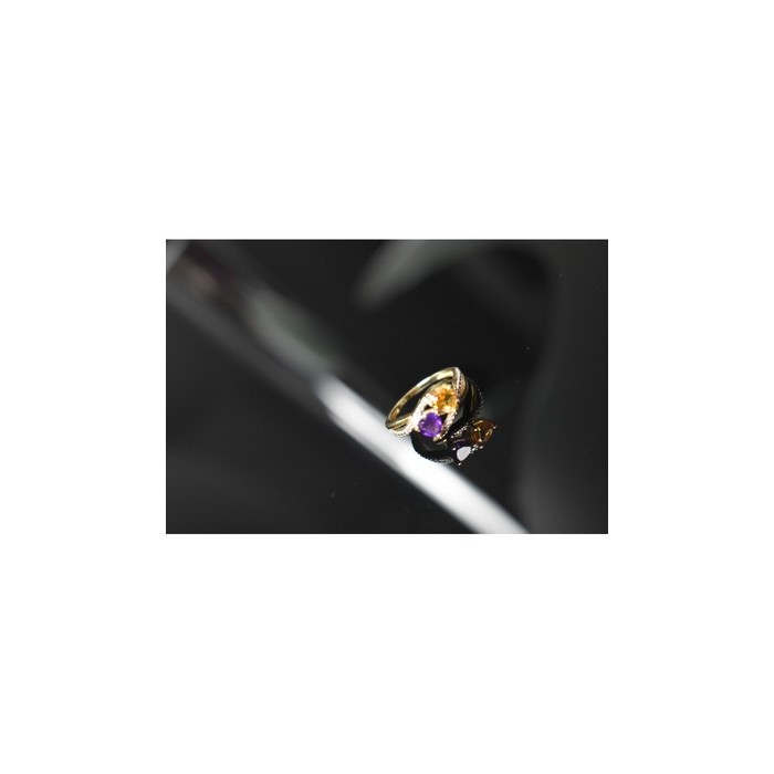 10K YELLOW / WHITE GOLD AMETHYST & HELIODOR RING SIZE 5.5