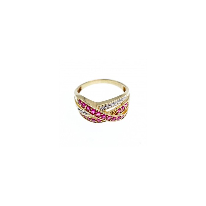 10K YELLOW GOLD RUBY & WHITE SAPPHIRE RING SIZE 10