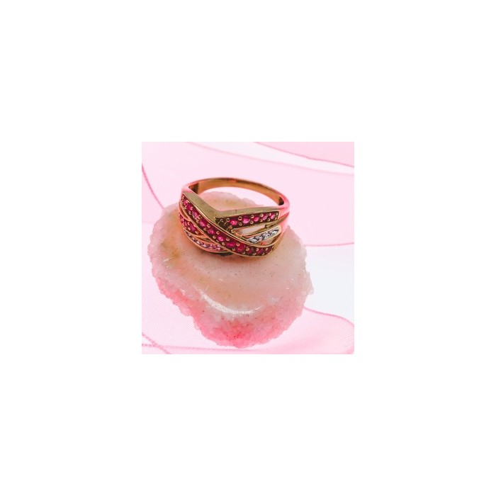 10K YELLOW GOLD RUBY & WHITE SAPPHIRE RING SIZE 10