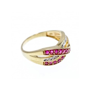 10K YELLOW GOLD RUBY & WHITE SAPPHIRE RING SIZE 10