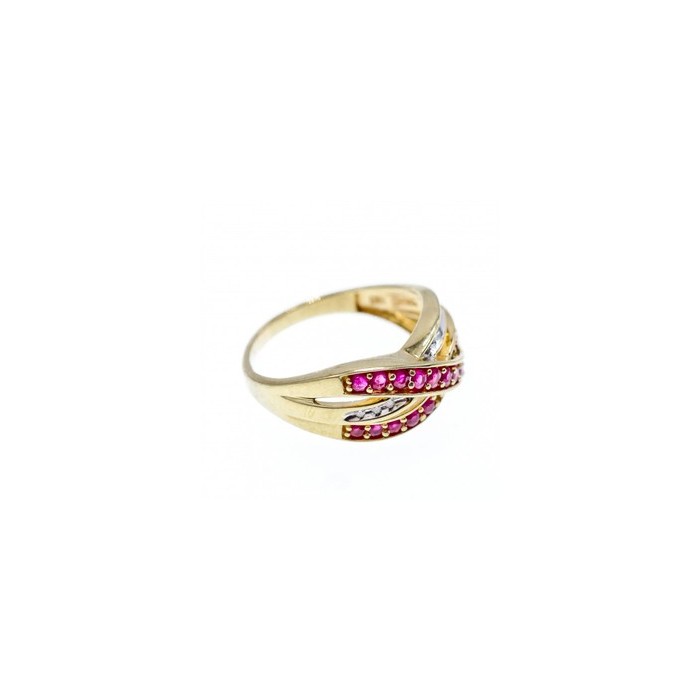 10K YELLOW GOLD RUBY & WHITE SAPPHIRE RING SIZE 10