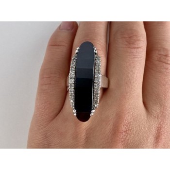 925 STERLING SILVER NEPHRITE & QUARTZ RING SIZE 8