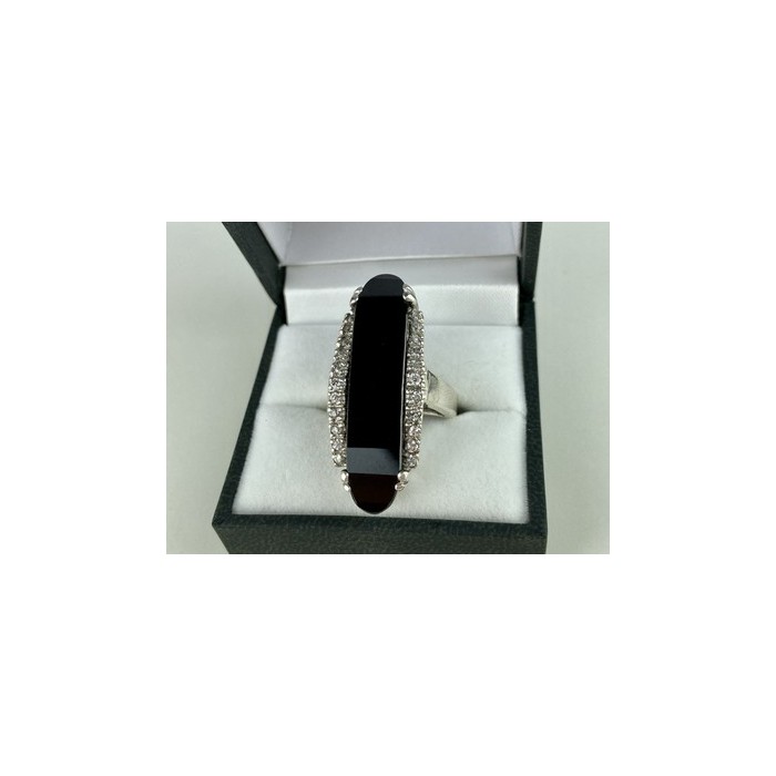 925 STERLING SILVER NEPHRITE & QUARTZ RING SIZE 8