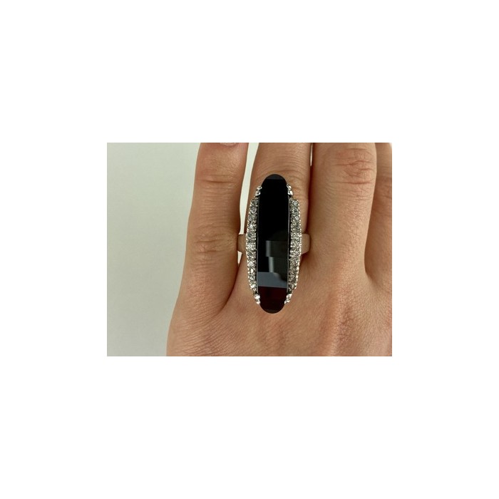 925 STERLING SILVER NEPHRITE & QUARTZ RING SIZE 8