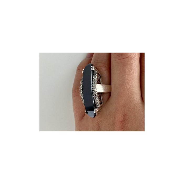 925 STERLING SILVER NEPHRITE & QUARTZ RING SIZE 8