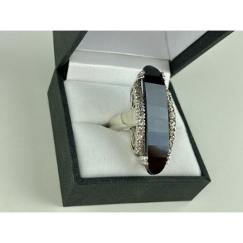 925 STERLING SILVER NEPHRITE & QUARTZ RING SIZE 8