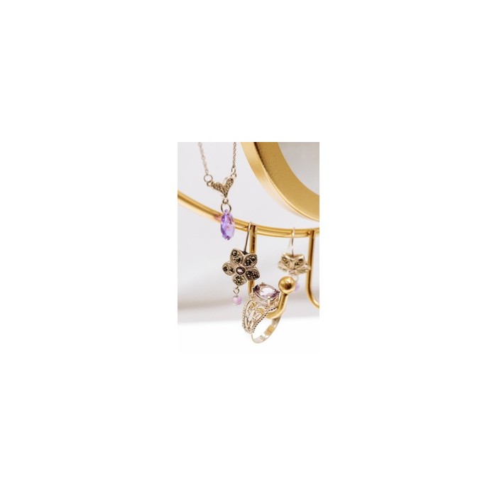 925 Sterling Silver Amethyst Openwork Ring Size 7