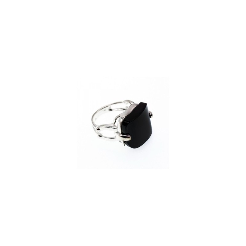 925 STERLING SILVER BLACK NEPHRITE ( JADE ) RING SIZE 8