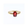 10K YELLOW GOLD GARNET & DIAMONDS RING SIZE 6.5