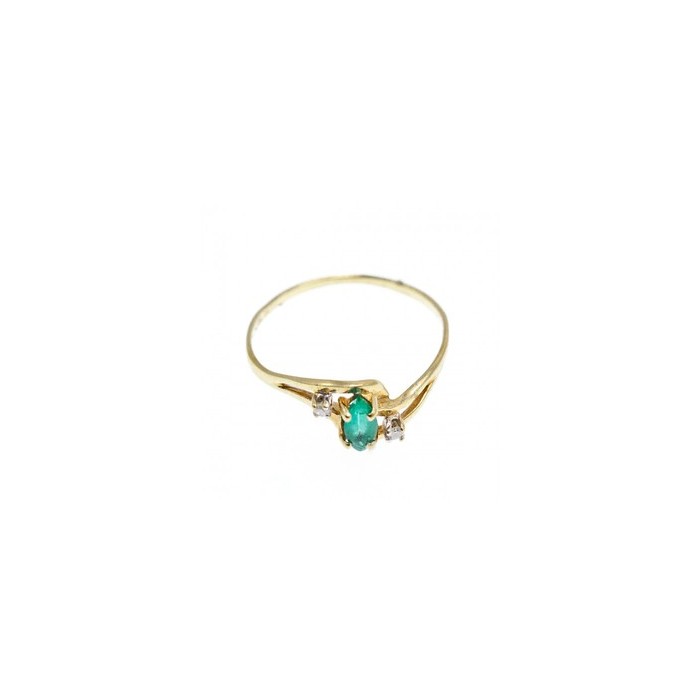 14K YELLOW GOLD EMERALD & DIAMONDS RING SIZE 8