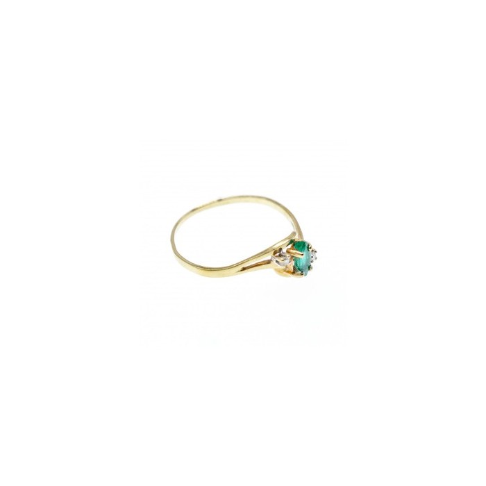 14K YELLOW GOLD EMERALD & DIAMONDS RING SIZE 8