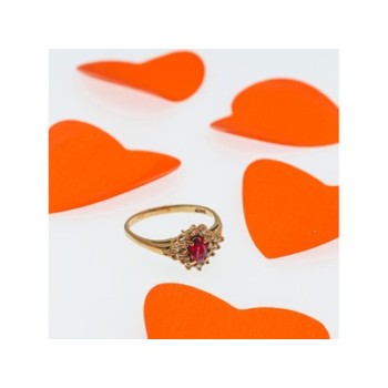 14K YELLOW GOLD RUBY & DIAMONDS RING SIZE 8