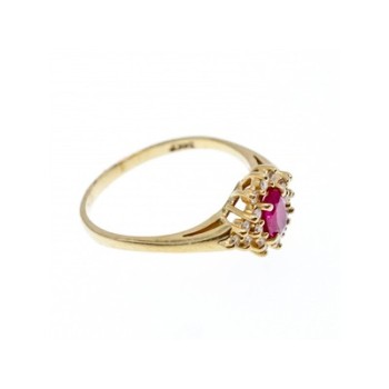 14K YELLOW GOLD RUBY & DIAMONDS RING SIZE 8