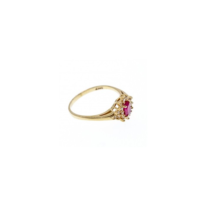 14K YELLOW GOLD RUBY & DIAMONDS RING SIZE 8