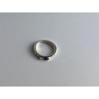 925 Sterling Silver Iolite & CZ Band Ring Size 6.5