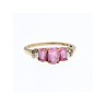 10K YELLOW GOLD PINK TOPAZ & DIAMONDS RING SIZE 6.5
