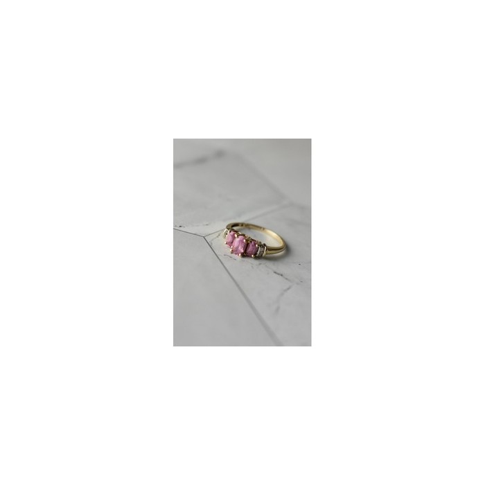 10K YELLOW GOLD PINK TOPAZ & DIAMONDS RING SIZE 6.5