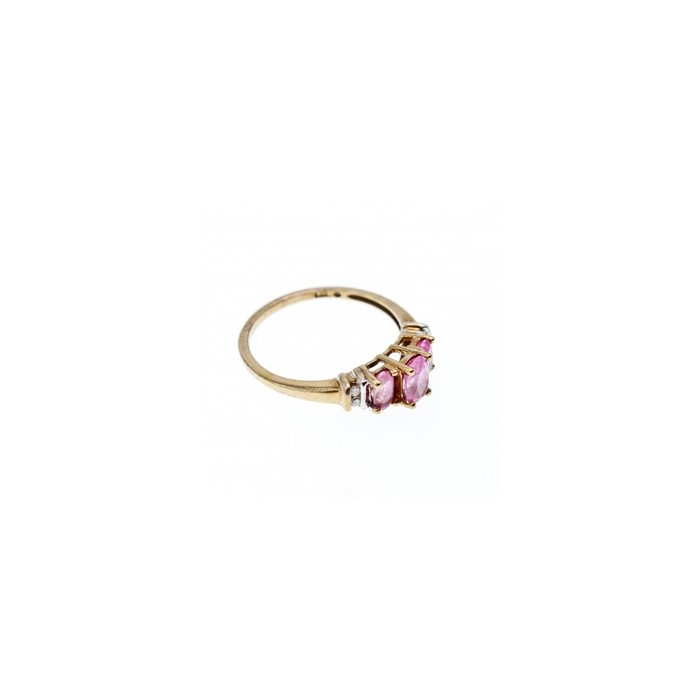 10K YELLOW GOLD PINK TOPAZ & DIAMONDS RING SIZE 6.5