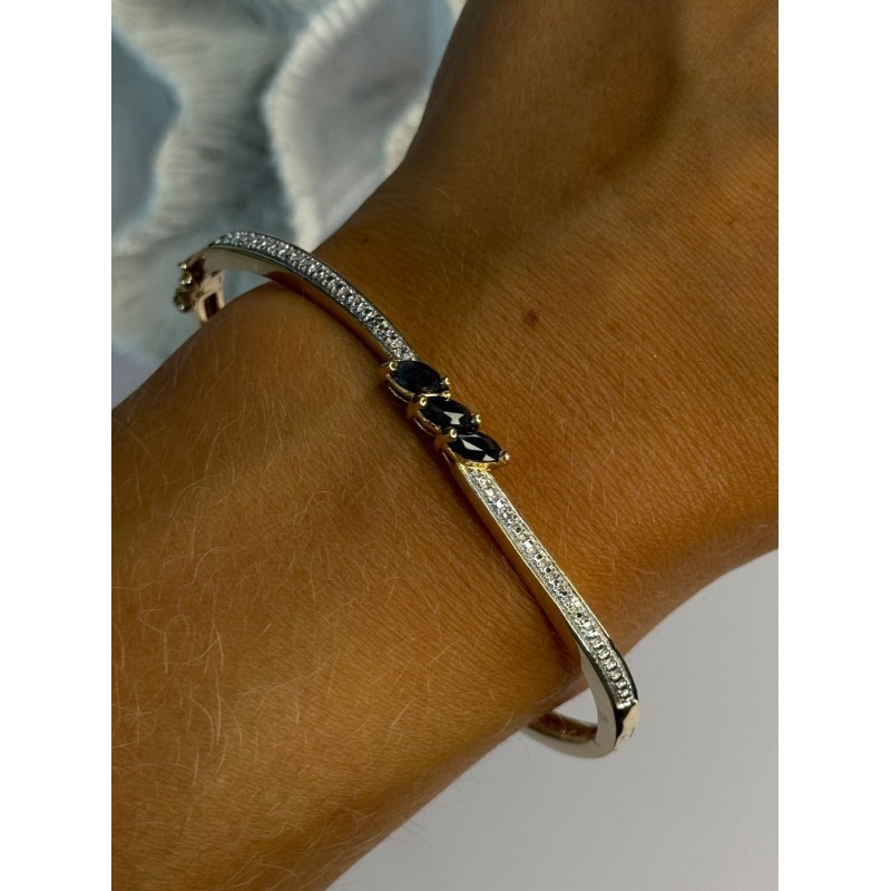 925 Sterling Silver Gold Plated Sapphire Bracelet