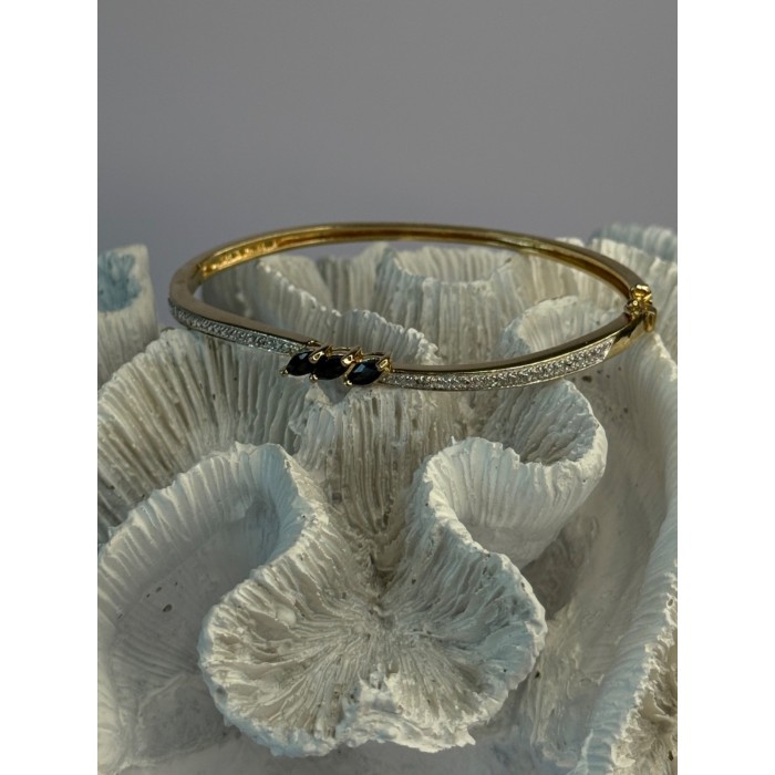 925 Sterling Silver Gold Plated Sapphire Bracelet