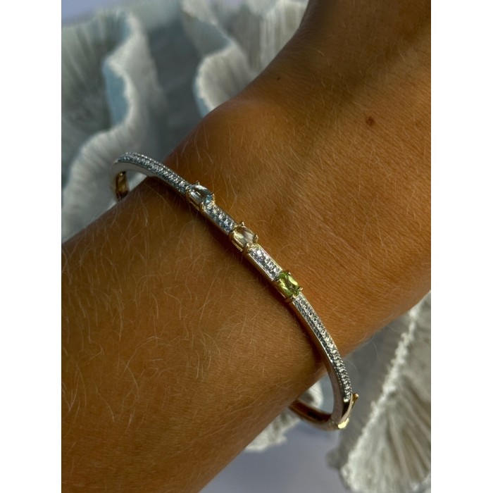 925 Sterling Silver Gold Plated Topaz Citrine Peridot Bracelet