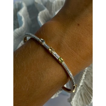 925 Sterling Silver Gold Plated Topaz Citrine Peridot Bracelet