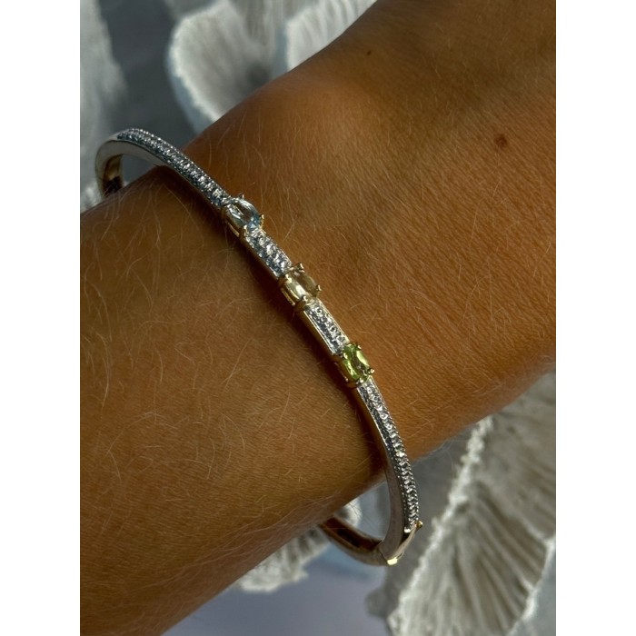 925 Sterling Silver Gold Plated Topaz Citrine Peridot Bracelet