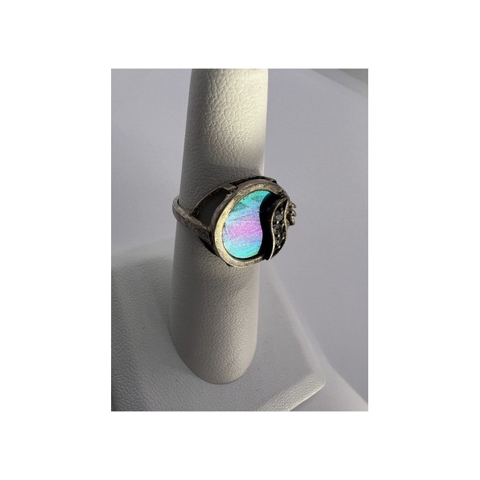 925 Sterling Silver Enamel & CZ Ring Size 5