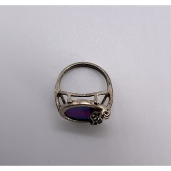 925 Sterling Silver Enamel & CZ Ring Size 5