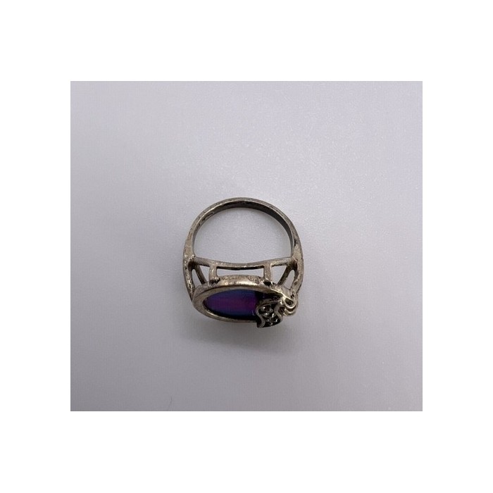 925 Sterling Silver Enamel & CZ Ring Size 5